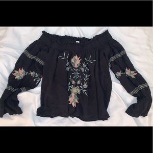 black floral off the shoulder top